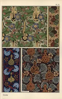 Eugene Grasset Drucke: Rohrblume im Stoff und Vorhangmustern