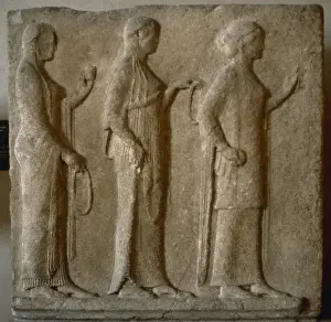Greek Relief Sculpture Drucke: The Three Graces. Thasos. Relief
