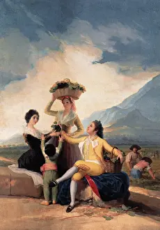 Historical Spanish Art Drucke: The Grape Harvest