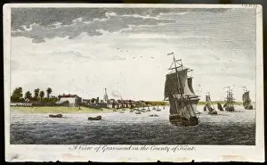 Vintage Thames River Scene Drucke: Gravesend / Thames 18C