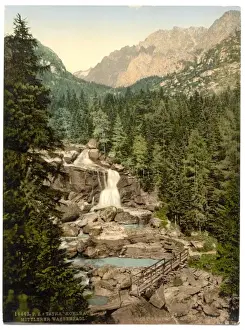 Historical Picturesque Landscapes Drucke: Great Kohlbach, Middle Waterfall, Tatra, Austro-Hungary