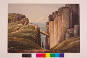 Irish Watercolour Drawings Drucke: Greymans Path from the Summit of Fairhead