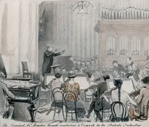 Drucke von Die Musikschule des Gildhalls in London führt von Landon Ronald eine Schülerphilharmonie Musik Drucke: Kunstgewerbeschule für Musik