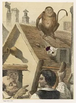 Jonathan Swift Illustrations Drucke: Gulliver & the Monkey