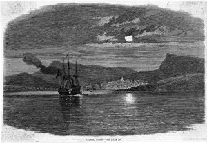Drucke von Die Hafenausgang aus dem Meer gesehen wird Haiti Drucke: Haiti Jacmel
