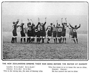 Tanz Drucke: Der Haka : Neuseeländischer Rugby-Kampfdanz aus dem Jahr 1905