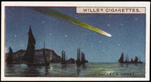 Vintage Astronomy Images Drucke: Halleys Comet / Cig Card
