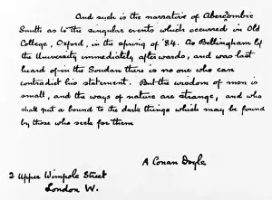 Manuschriftdurchschnitt: Arthur Conan Doyle, 1925