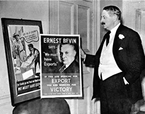 World War II Propaganda Posters Drucke: Harcourt Johnstone with Posters Promoting Export