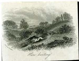 Victorian Era Sports Drucke: Hare Hunting