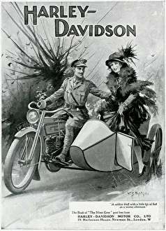 Harley-Davidson Drucke: Harley-Davidson-Werbung aus dem Ersten Weltkrieg