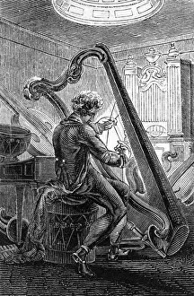 Historical Musical Instruments Drucke: Harp Maker 1827