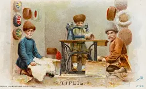 Singer Sewing Machine History Drucke: Hatmakers from Georgia using a Singer Sewing Machine