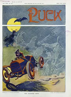 Early 20th Century Cartoons Online Drucke: The haunted auto