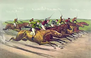 American Horse Racing Drucke: A head and head finish