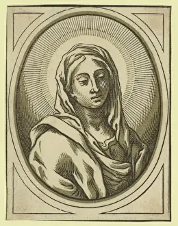 Chiaroscuro Art Drucke: Head of the Virgin