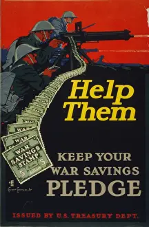 WWI Propaganda Artwork Drucke: Help them - keep your war savings pledge