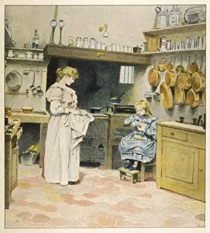 Family Cooking Together Drucke: Helping Mama to Cook