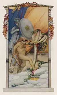 Greek Mythology Art Prints Drucke: Herakles & Hydra 1920