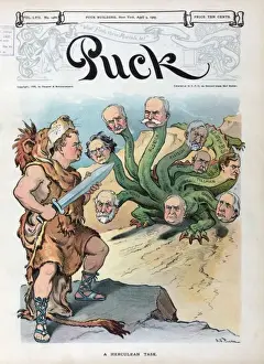 Puck Magazine Illustration Drucke: A herculean task