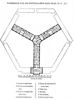 Sampson Kempthorne Architecture Drucke: Hexagonal workhouse, second floor plan
