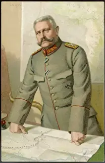 Paul Von Hindenburg Drucke: Hindenburg and Map