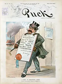 Puck Magazine Illustrations Online Drucke: A hint to organized labor