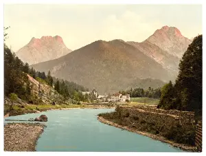 Historical Coloured Photographs Drucke: Hinteriss, general view, Upper Bavaria, Germany