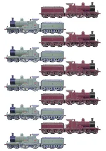 Wiederholter Muster - Dampfzug / Dampflokomotive