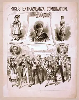 Vintage Theatrical Posters Drucke: HMS. Pinafore Rices extravaganza combination