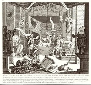 Drucke von Eine gerechte Ansicht des britischen Theaters oder Drei Köpfe sind besser als einer, Szene Neugate Theater Drucke: Hogarth / Britischer Bühnenstück