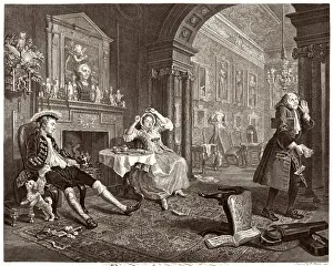 Drucke von Zweite Frühstücksszene William Hogarth Drucke: Hogarth / Ehe-Modus 2