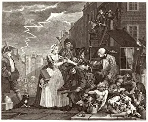 Drucke von Die Rake's Progress, Band 4: Verhaftet wegen Schulden im Weißen Haushalt auf dem Weg zum Gericht William Hogarth Drucke: Hogarths Rakplatte Nr 4