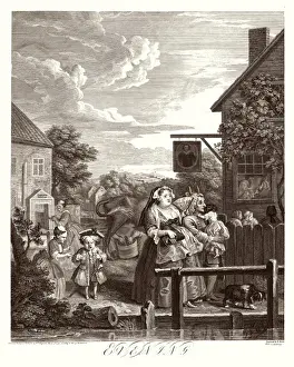 Hogarth Prints Drucke: Hogarth Times Evening