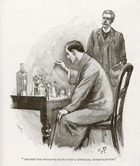 Sherlock Holmes Drucke: Sherlock Holmes und Dr. John Watson im Labor