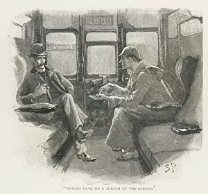 Sherlock Holmes Drucke: Sherlock Holmes und Dr. John Watson / Zug