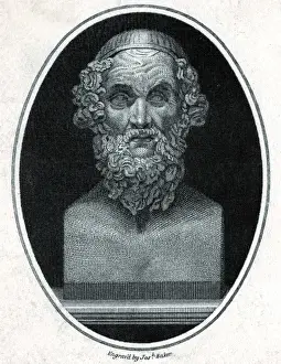 Ancient Greek Bust Drucke: Homer / Bust / Baker / Oval