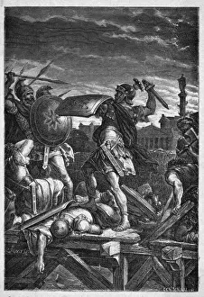 Roman Mythology Illustrations Drucke: Horatius Defends Rome