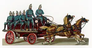Vintage Fire Engine Drucke: Horse drawn fire engine