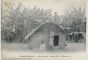 African Village Landscape Drucke: House in the Congo