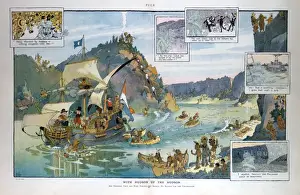 Vintage Cartoon Illustration Drucke: With Hudson up the Hudson
