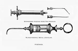 Antique Medical Equipment Drucke: Hypodermic syringes