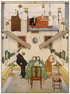 Ein Idealheim Nr. V. Das Gästezimmer von William Heath Robinson