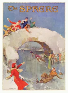 Drucke von Die Illustration auf der Vorderseite von 'The Sphere', Weihnachtsausgabe 1933, von Van Jones zeigt ein Schneelandschaft am Weihnachtsmorgen ILN Drucke: Ein Weihnachtsmorgen