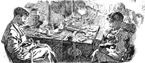 Early 20th Century Immigration Drucke: Immigrant Bootmakers at Work, London, 1904