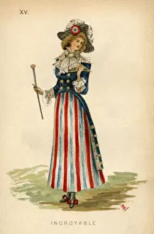 French Historical Dress Drucke: An Incroyable