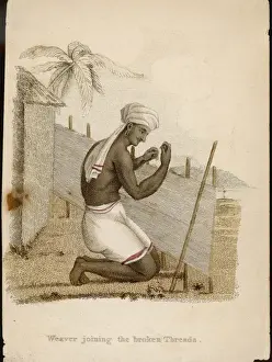 Historical Textile Industry Drucke: Indian Weaver - 2