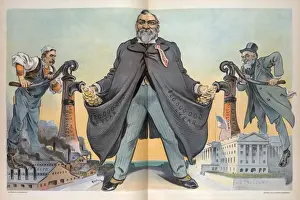Andrew Carnegie Cartoon Drucke: Our infant industries - why can t they be content with the h