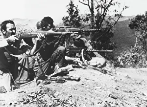 Drucke von Soldaten der US-Mars-Taktik-Einheit angreifen japanische Truppen im Burmahof-Sektor, 80 Meilen nördlich von Lashio Myanmar Drucke: Soldaten der US-Mars-Taktik-Force, 1944
