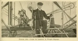 Biplane Aircraft Drucke: Count de Lambert in Wright biplane